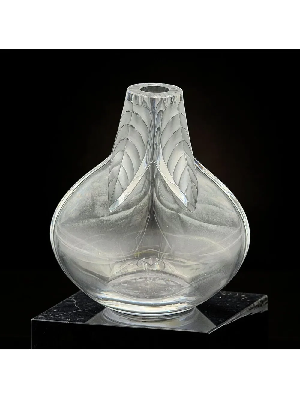 Vtg Lalique France Osumi Frosted Crystal Vase 
